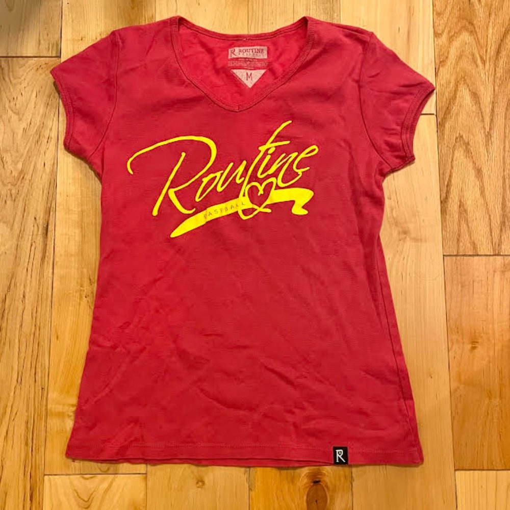 Routine Baseball V neck T-Shirt: Size M